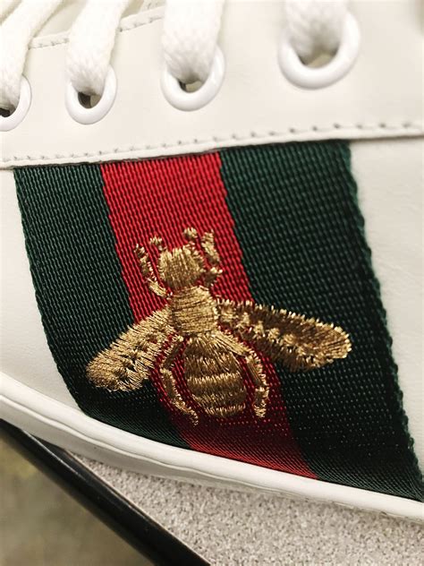 gucci new ace logo sneakers with bee|original Gucci bee sneakers.